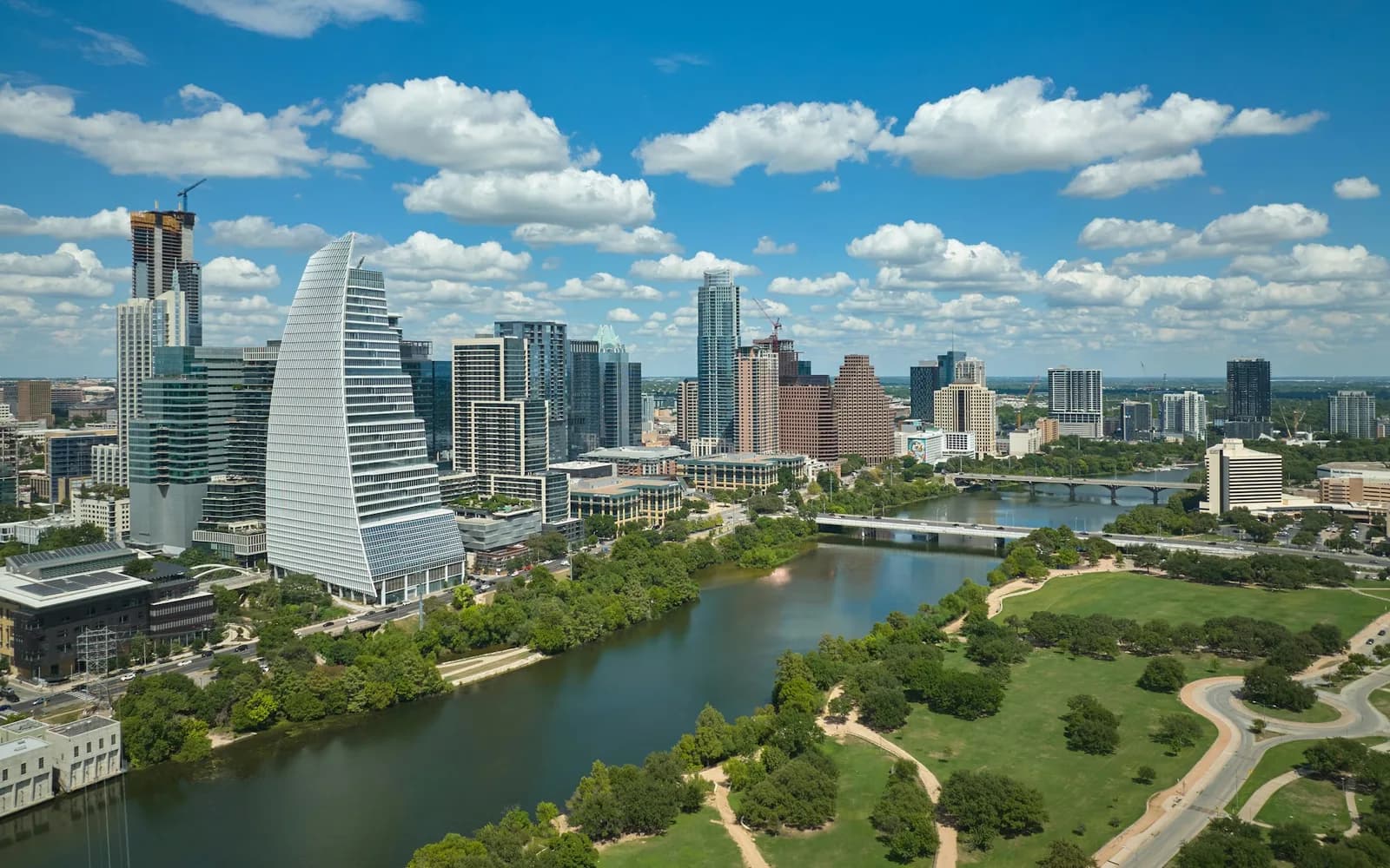 The Austin skyline in clear daytime light